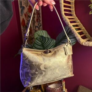 Y2K Mini Coach Gold Shoulder Bag